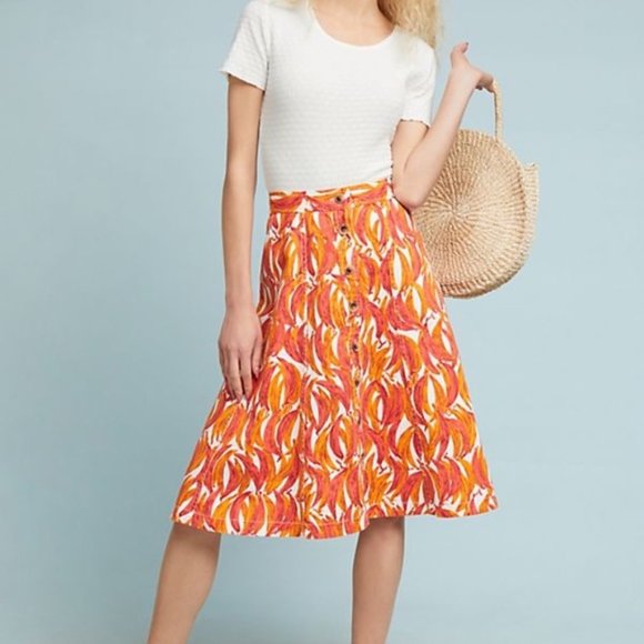 Anthropologie Maeve Banana Grove Midi Skirt - Picture 1 of 3